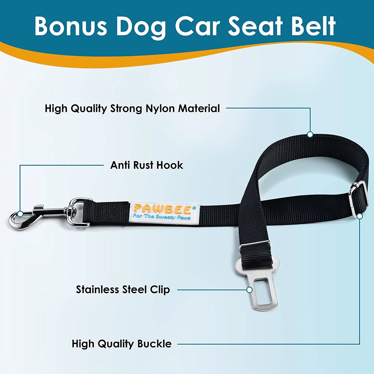 Premium Waterproof Dog Car Seat Cover with Non-Slip Back Seat Hammock, Mesh Window, and Safety Seat Belt