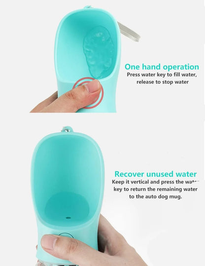 8.3 x 2.5-Inch Portable Dog Water Bottle, 12 oz Leak-Proof Dispenser with Drinking Feeder for Outdoor Activities, Food Grade Plastic - Blue