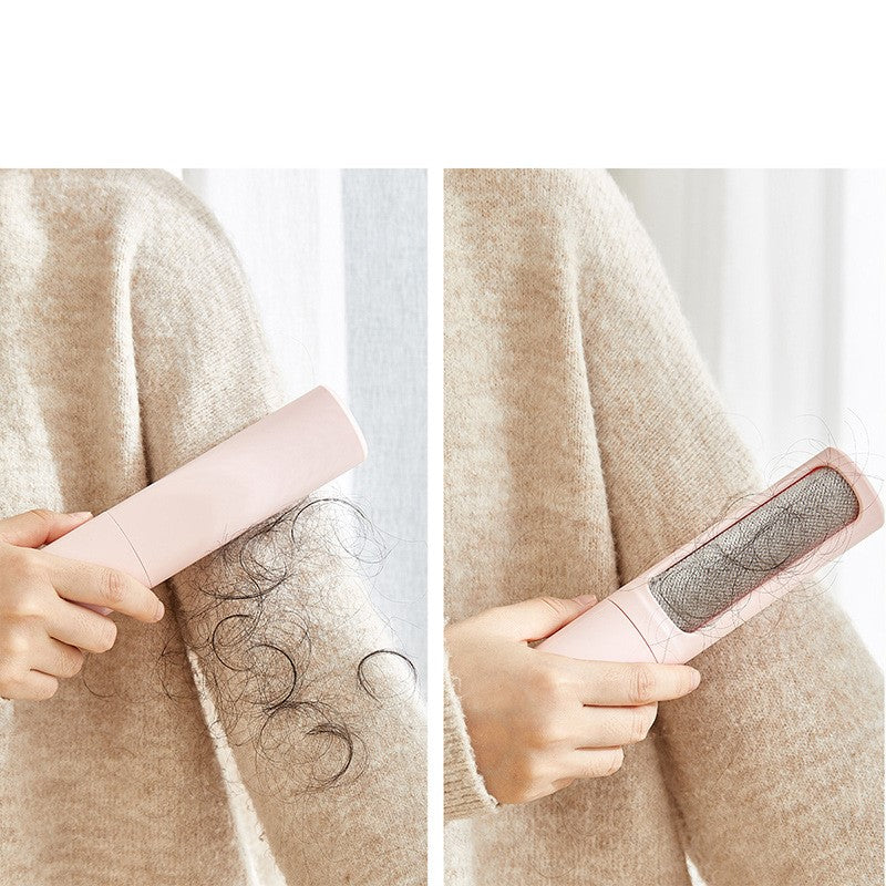 2-in-1 Portable Reusable Pet Hair Remover Brush and Lint Roller - Effective Self-Cleaning Tool for Cat and Dog Fur and Dust Removal