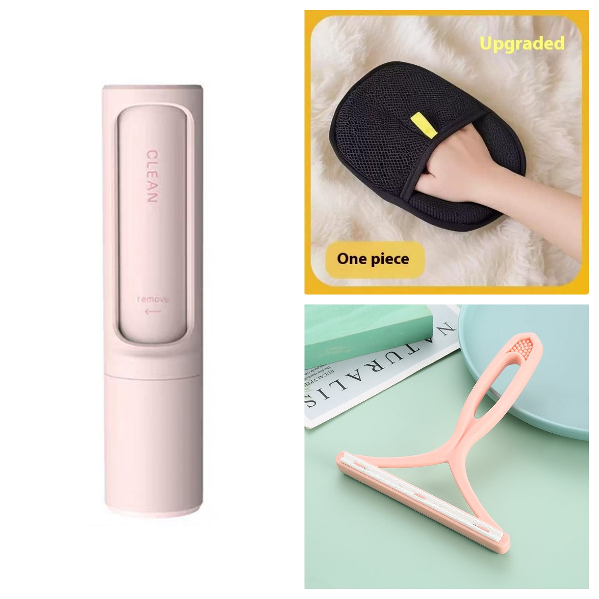 2-in-1 Portable Reusable Pet Hair Remover Brush and Lint Roller - Effective Self-Cleaning Tool for Cat and Dog Fur and Dust Removal