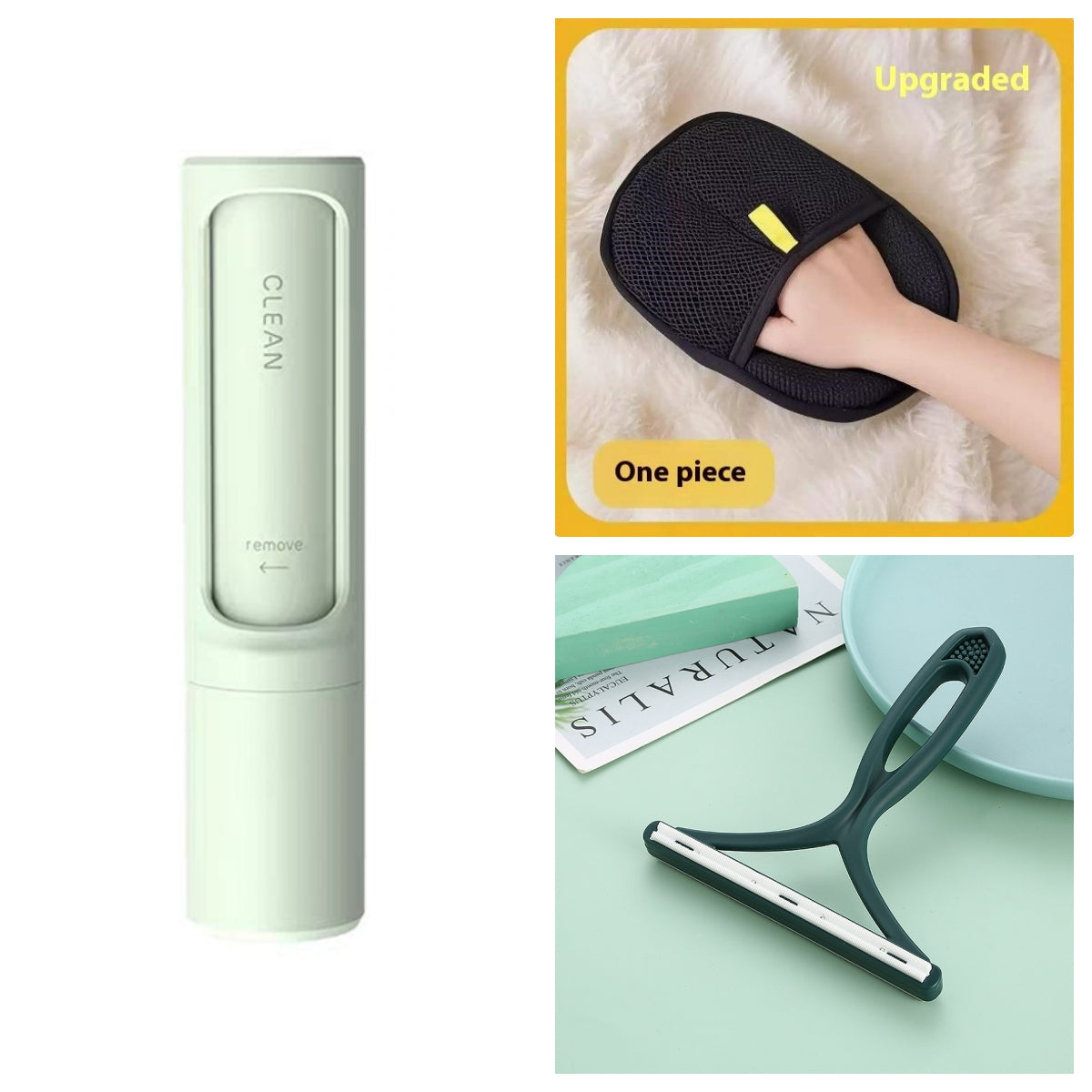 2-in-1 Portable Reusable Pet Hair Remover Brush and Lint Roller - Effective Self-Cleaning Tool for Cat and Dog Fur and Dust Removal