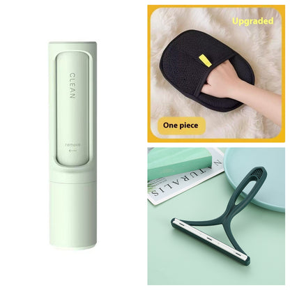 2-in-1 Portable Reusable Pet Hair Remover Brush and Lint Roller - Effective Self-Cleaning Tool for Cat and Dog Fur and Dust Removal
