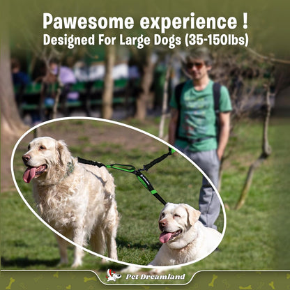 Premium Double Dog Leash Coupler with Tangle-Free Swivel - Versatile Attachment for Walking Two Dogs (Khaki & Orange)