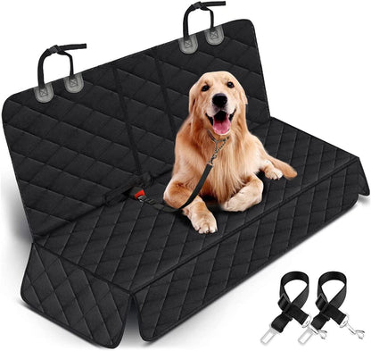 Premium Waterproof Dog Car Seat Cover - Universal Fit for Back Seat, Non-Slip Design with Middle Armrest Compatibility for Cars, SUVs, and Trucks - Black