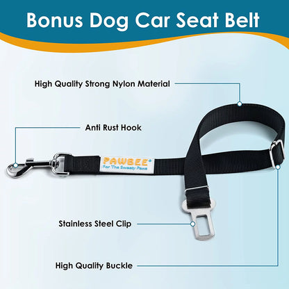 Premium Waterproof Dog Car Seat Cover with Non-Slip Back Seat Hammock, Mesh Window, and Safety Seat Belt