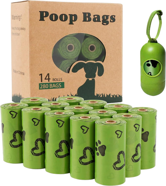 280 Count Dog Waste Bags: Extra Thick, Leakproof, Scented with Dispenser