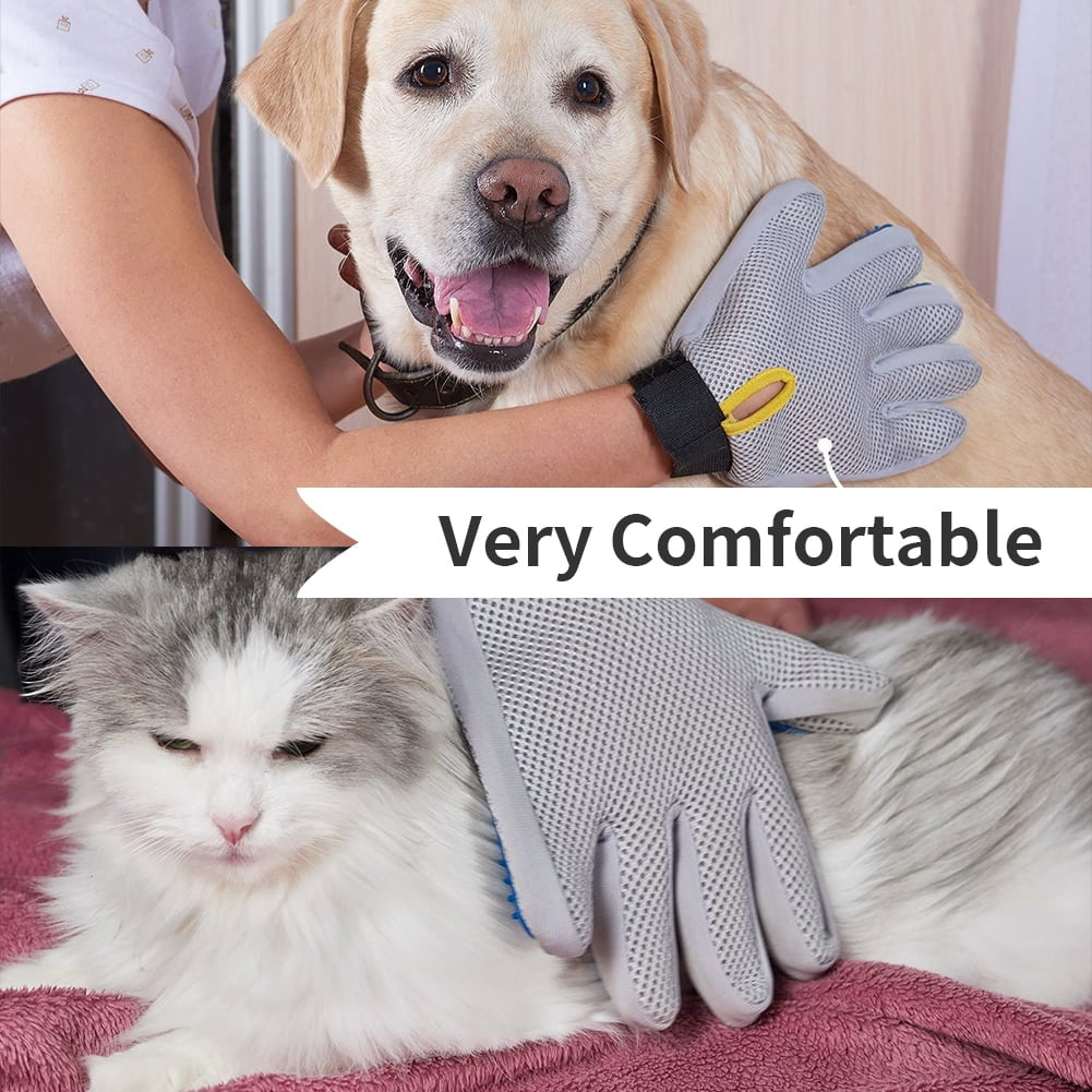 Professional Soft Pet Grooming Gloves for Effective Hair Removal and Deshedding for Cats, Dogs, Rabbits, and Horses