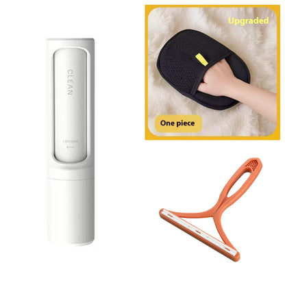2-in-1 Portable Reusable Pet Hair Remover Brush and Lint Roller - Effective Self-Cleaning Tool for Cat and Dog Fur and Dust Removal